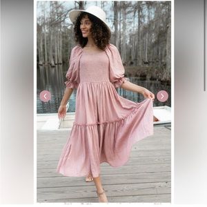 NWOT 🌸 Ivy City Co Smocked Lani Dress Dusty Rose 🌸 cottage core dress 💗